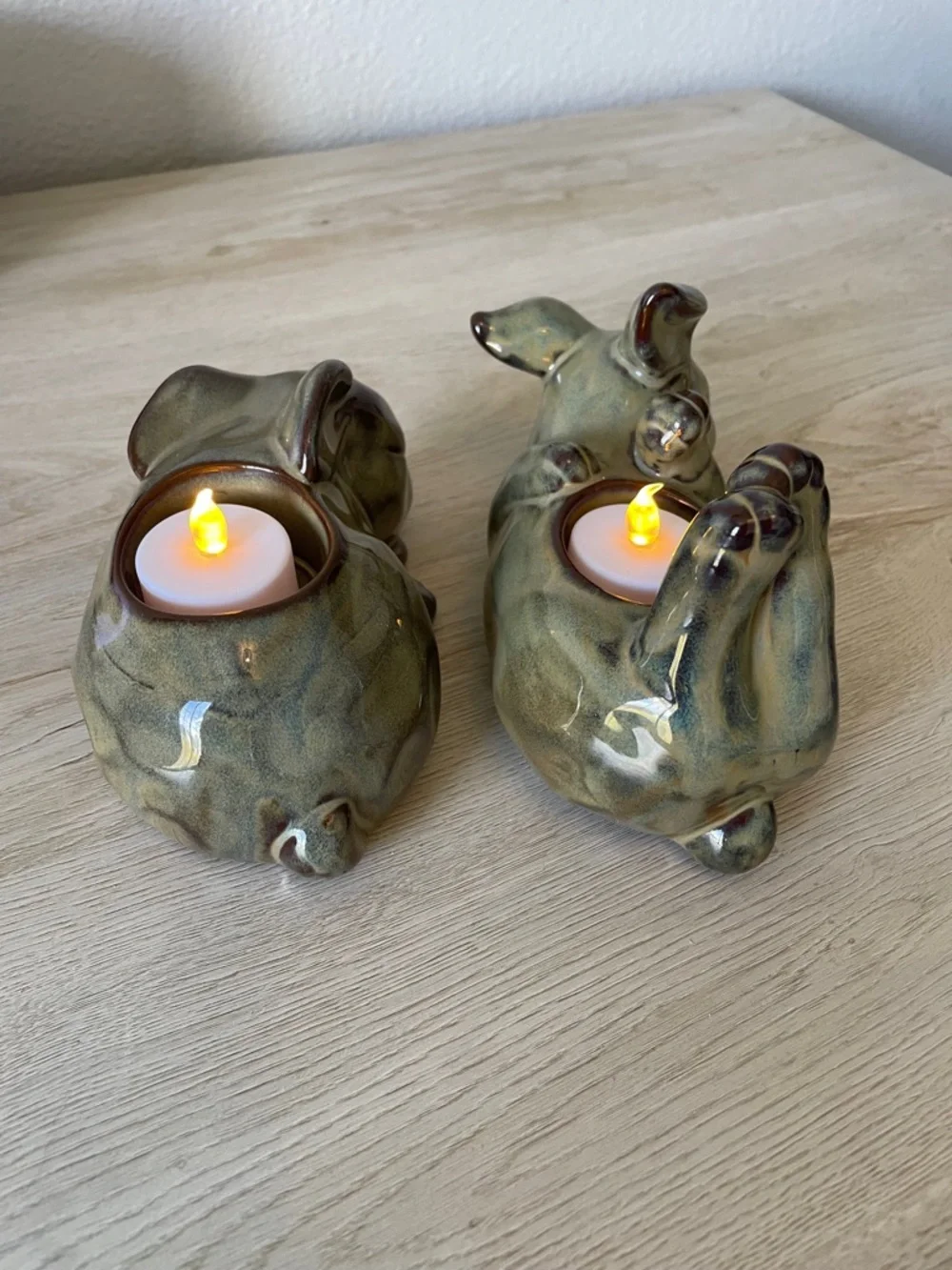 π Vintage Partylite Ceramic Pottery Bunny Rabbit Tea Light candle holders (2) - Picture 7 of 14
